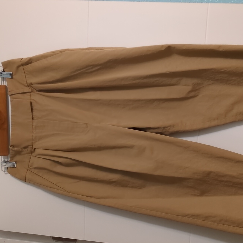 Anthropologie X Exquise Barell Leg Chino Tan High-Waisted Chic Trousers Sz M - Picture 7 of 12
